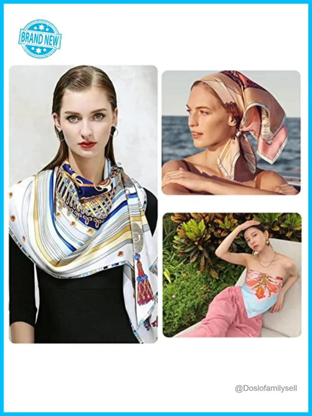 4 Silk Head Scarves for Women Satin Hair Scarf 35